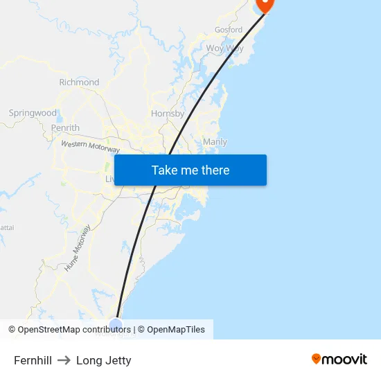 Fernhill to Long Jetty map