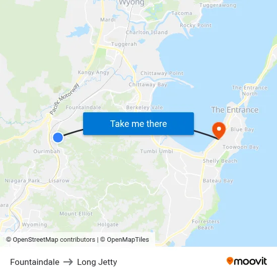 Fountaindale to Long Jetty map