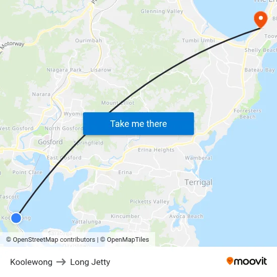 Koolewong to Long Jetty map