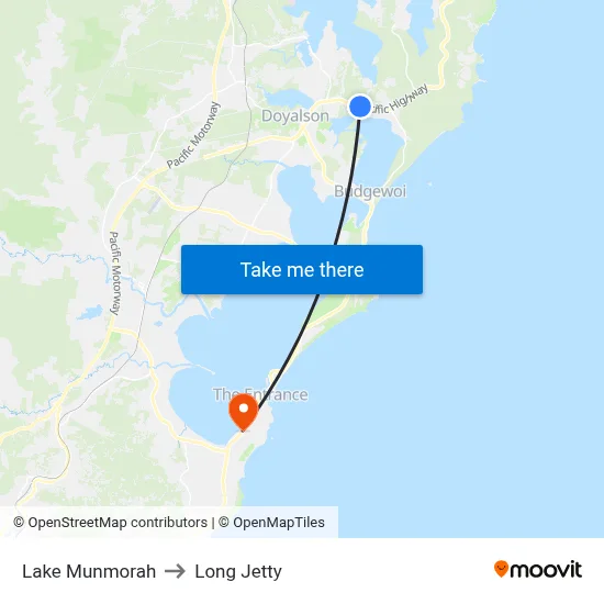 Lake Munmorah to Long Jetty map