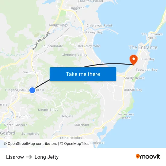 Lisarow to Long Jetty map