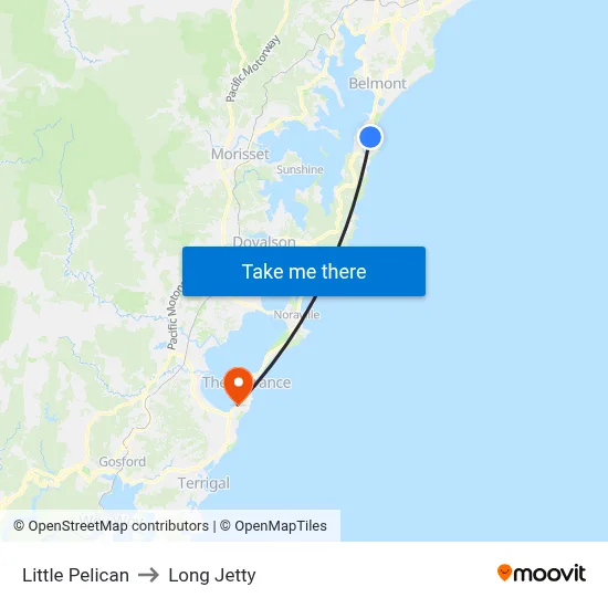 Little Pelican to Long Jetty map