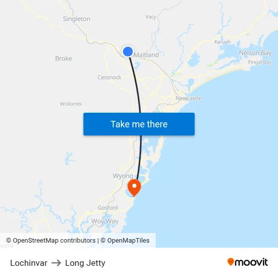 Lochinvar to Long Jetty map