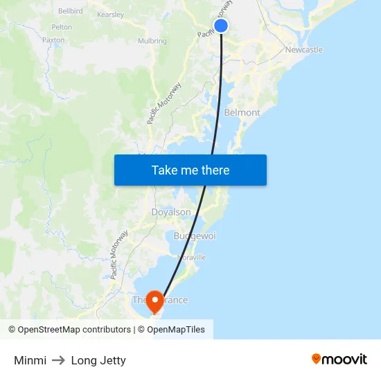Minmi to Long Jetty map