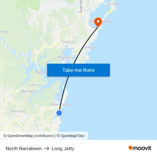 North Narrabeen to Long Jetty map
