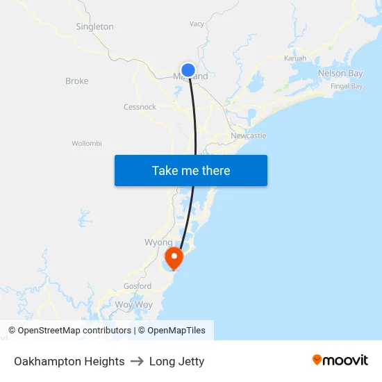 Oakhampton Heights to Long Jetty map