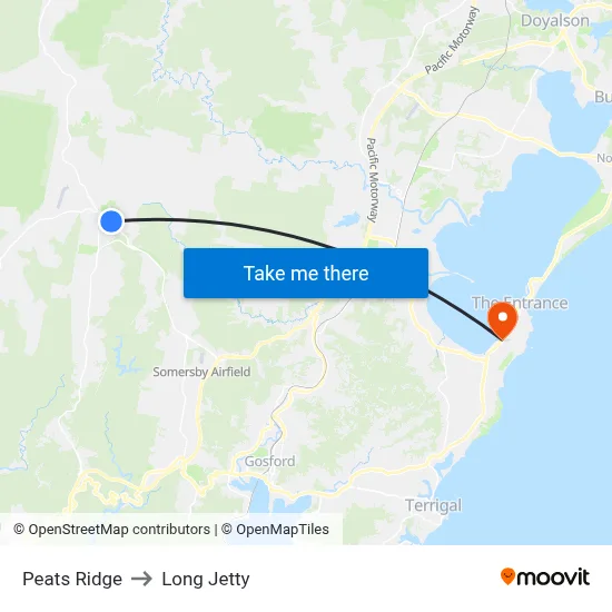 Peats Ridge to Long Jetty map
