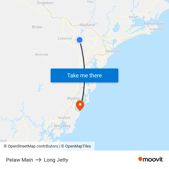 Pelaw Main to Long Jetty map