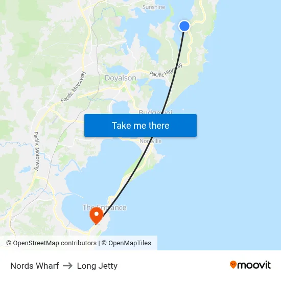 Nords Wharf to Long Jetty map