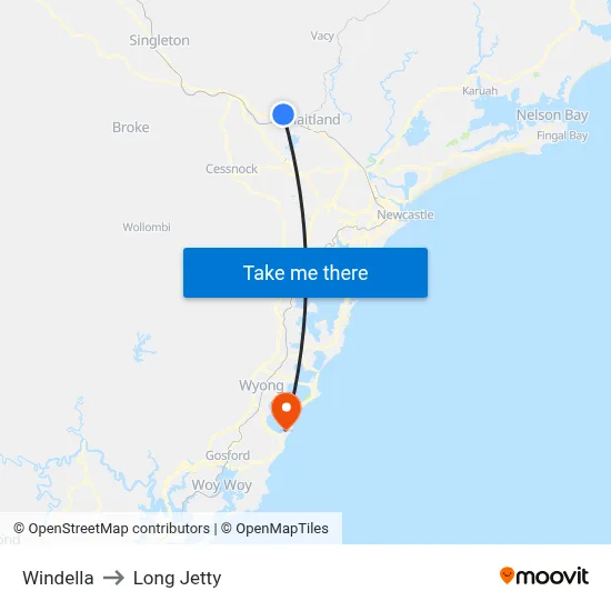 Windella to Long Jetty map