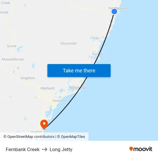 Fernbank Creek to Long Jetty map