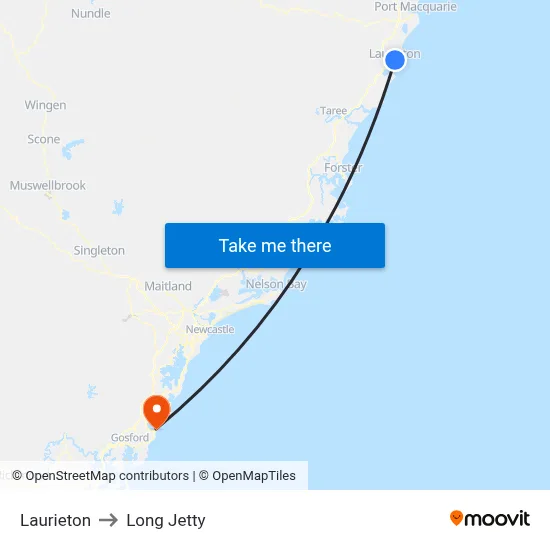 Laurieton to Long Jetty map