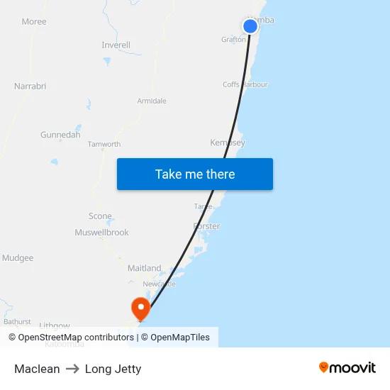 Maclean to Long Jetty map