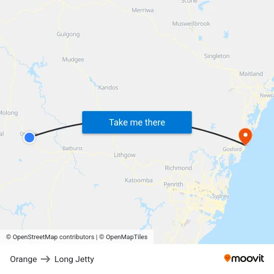 Orange to Long Jetty map