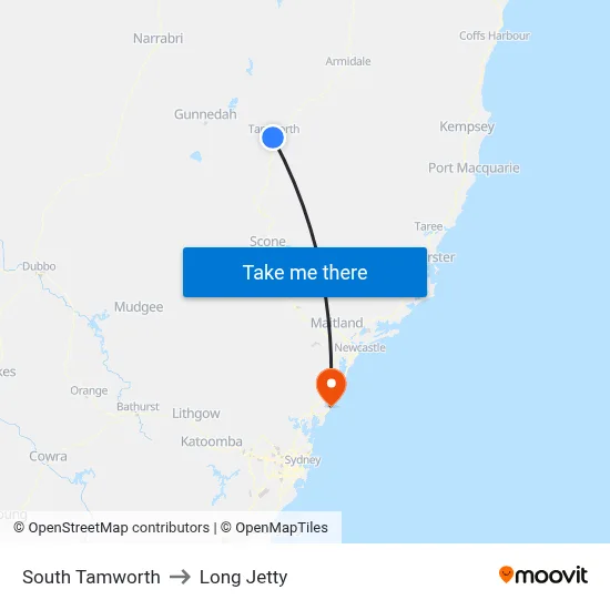 South Tamworth to Long Jetty map