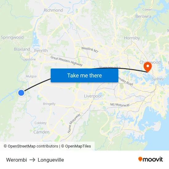 Werombi to Longueville map