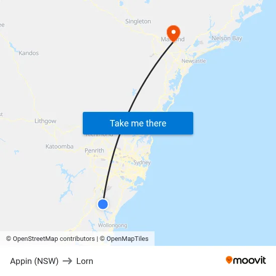 Appin (NSW) to Lorn map