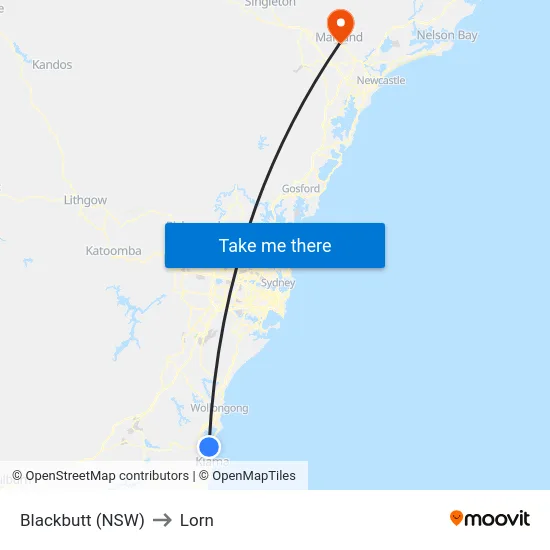 Blackbutt (NSW) to Lorn map