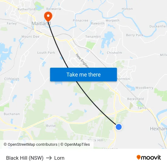 Black Hill (NSW) to Lorn map