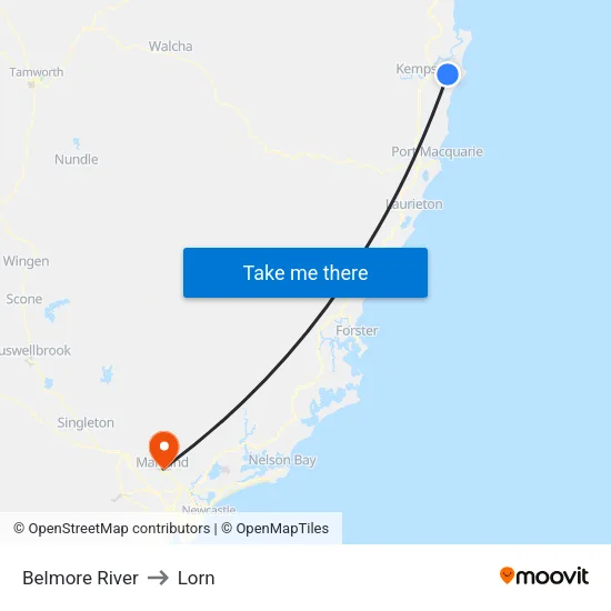 Belmore River to Lorn map
