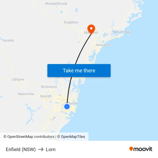Enfield (NSW) to Lorn map