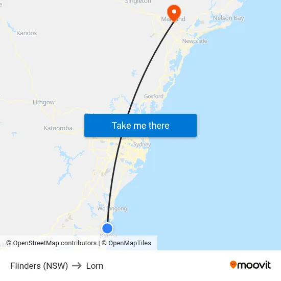 Flinders (NSW) to Lorn map
