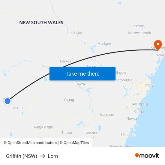 Griffith (NSW) to Lorn map