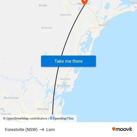 Forestville (NSW) to Lorn map