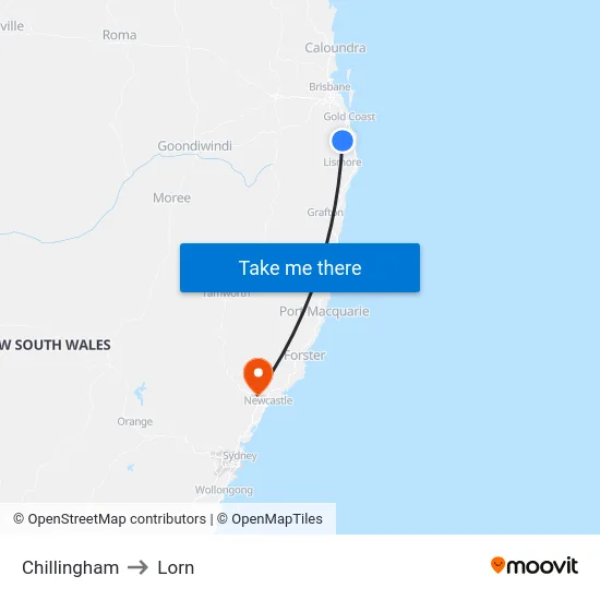 Chillingham to Lorn map