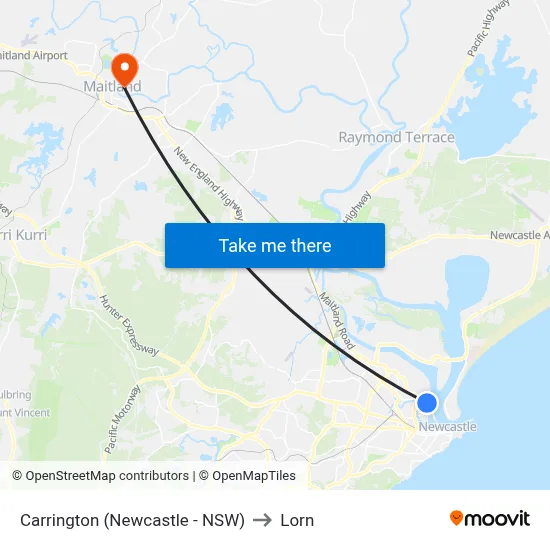 Carrington (Newcastle - NSW) to Lorn map