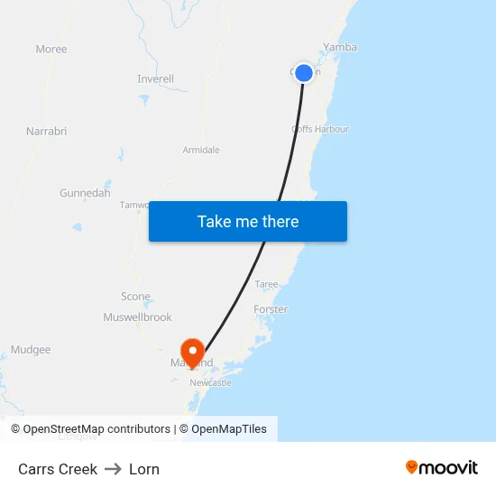 Carrs Creek to Lorn map