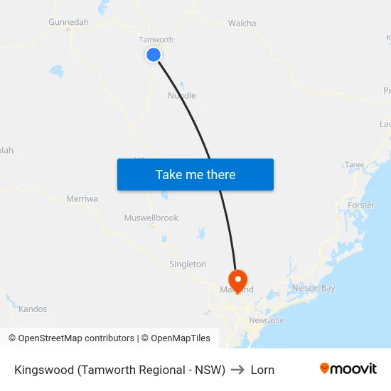 Kingswood (Tamworth Regional - NSW) to Lorn map
