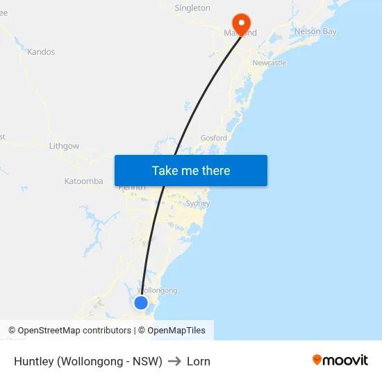 Huntley (Wollongong - NSW) to Lorn map