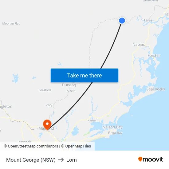Mount George (NSW) to Lorn map