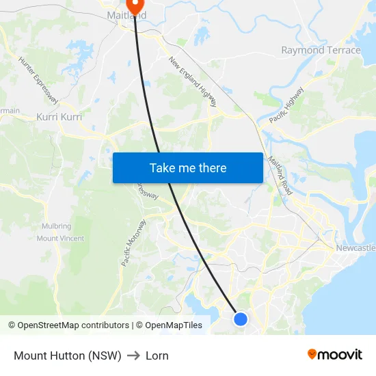 Mount Hutton (NSW) to Lorn map