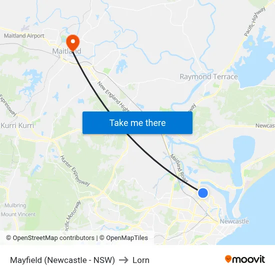 Mayfield (Newcastle - NSW) to Lorn map