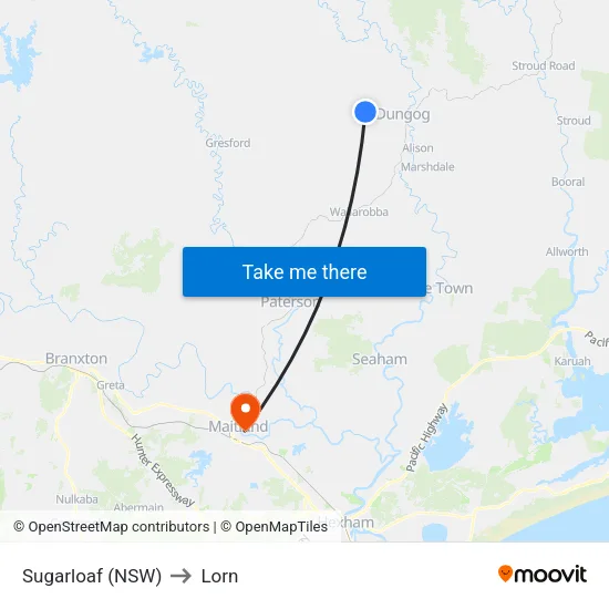 Sugarloaf (NSW) to Lorn map
