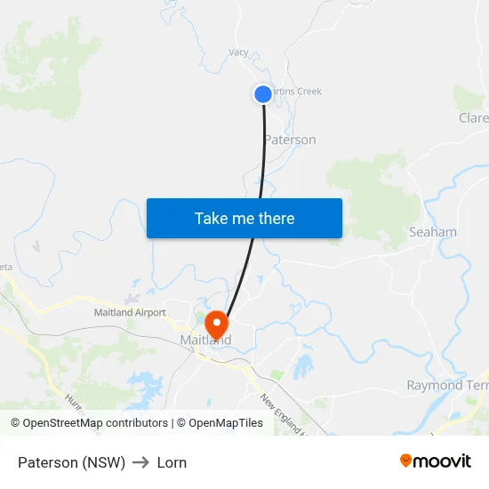 Paterson (NSW) to Lorn map
