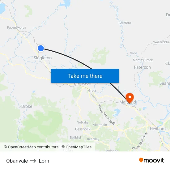 Obanvale to Lorn map