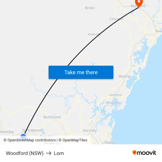 Woodford (NSW) to Lorn map