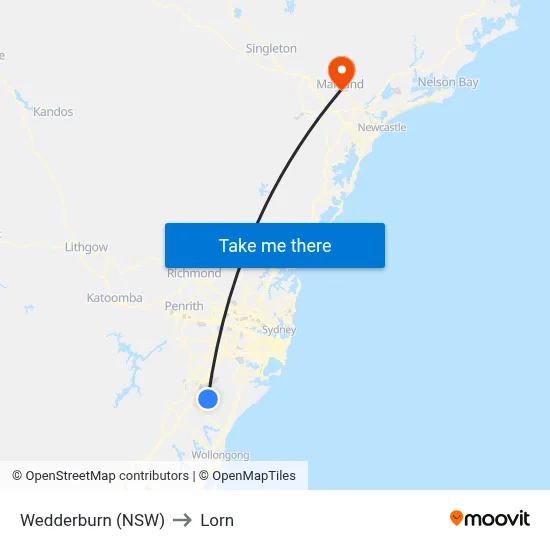 Wedderburn (NSW) to Lorn map