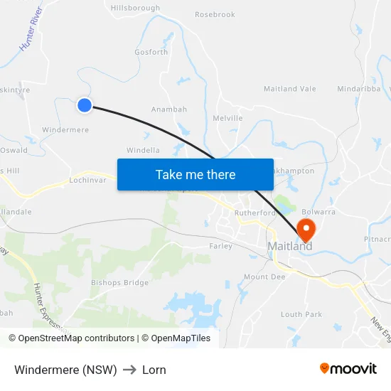 Windermere (NSW) to Lorn map