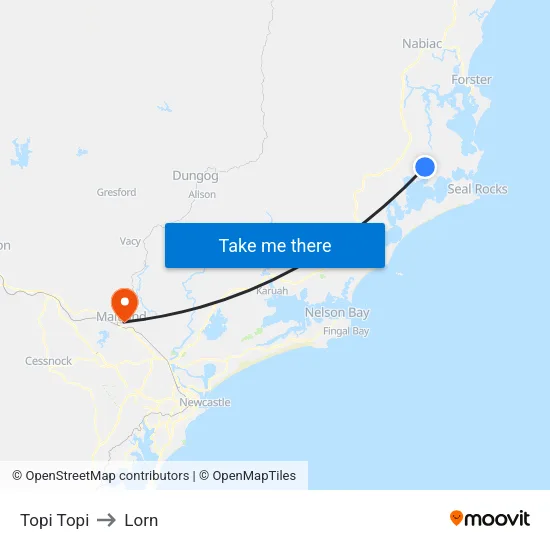 Topi Topi to Lorn map