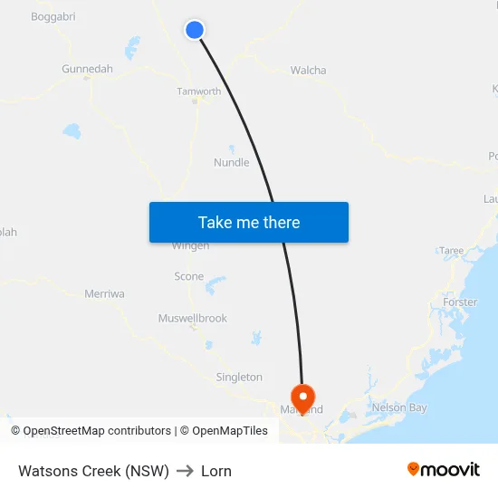 Watsons Creek (NSW) to Lorn map