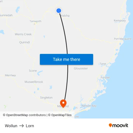 Wollun to Lorn map