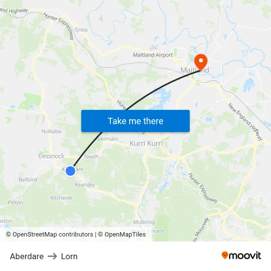 Aberdare to Lorn map
