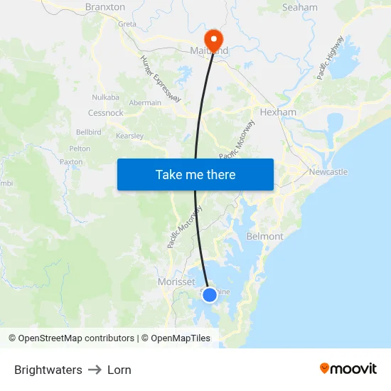 Brightwaters to Lorn map