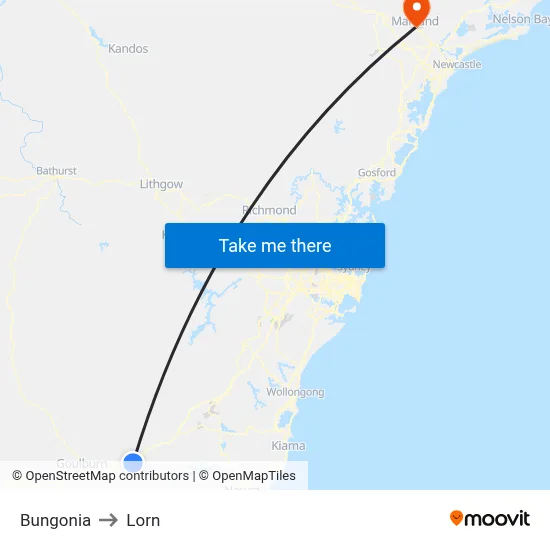 Bungonia to Lorn map