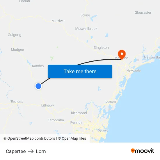 Capertee to Lorn map