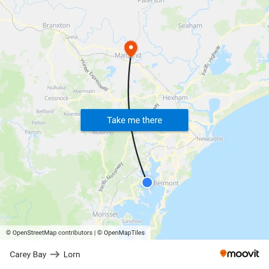Carey Bay to Lorn map